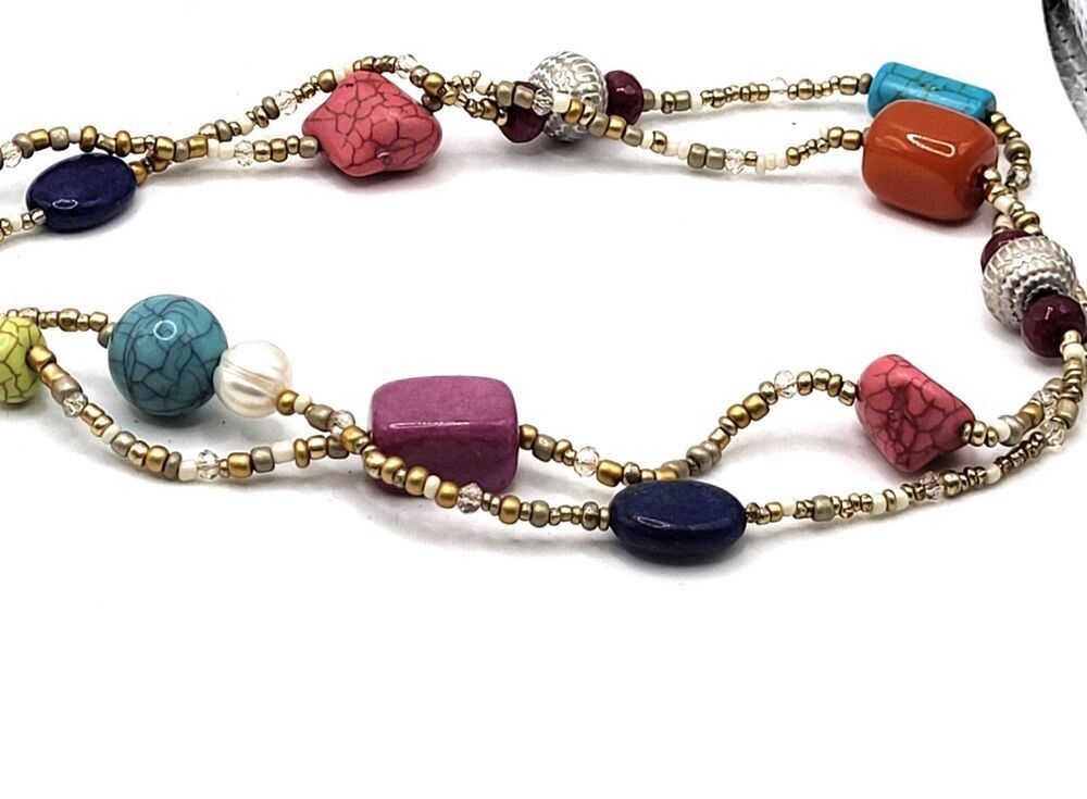 Chico's Chunky Bohemian Long Strand Necklace 35in